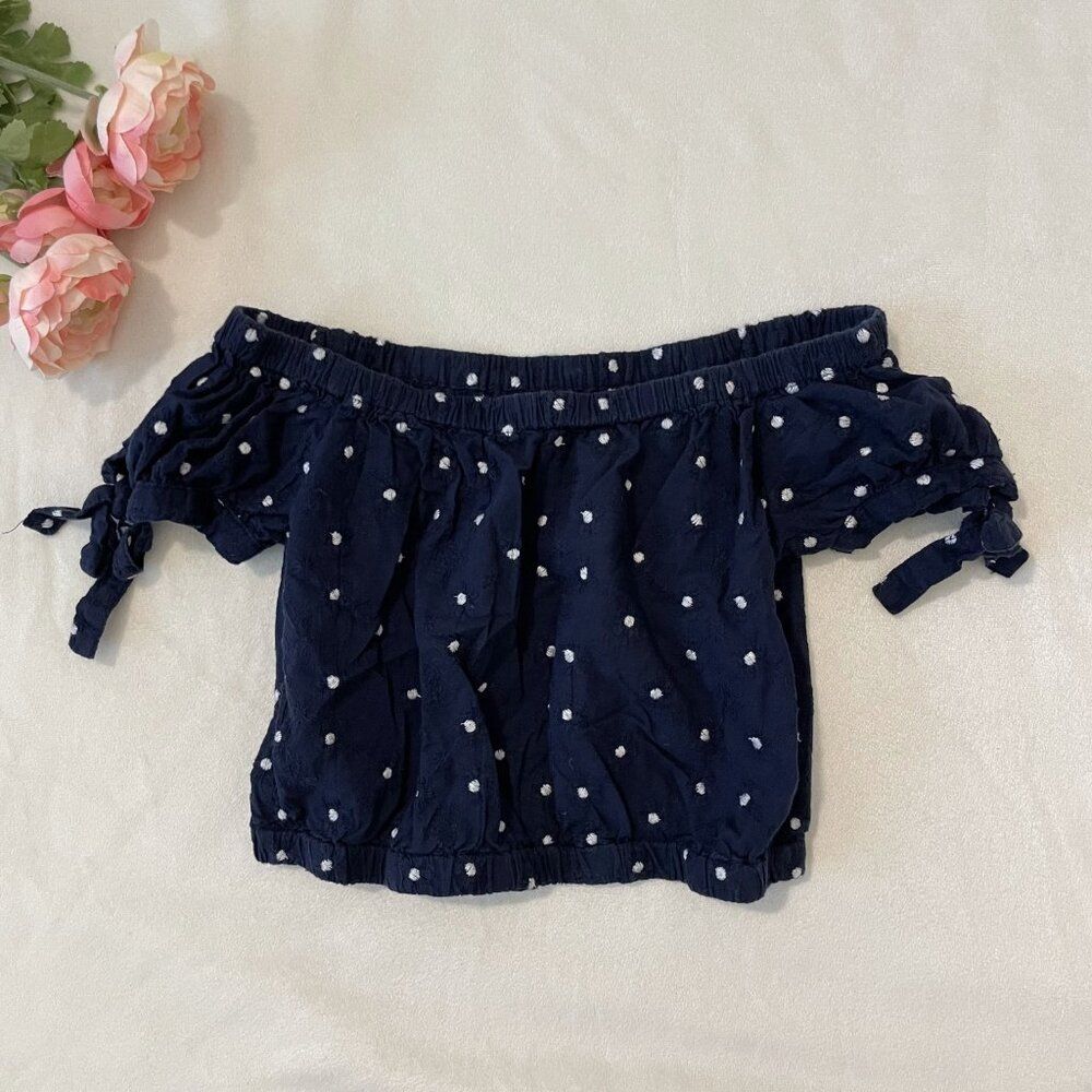Navy Off-the-Shoulder Crop Top